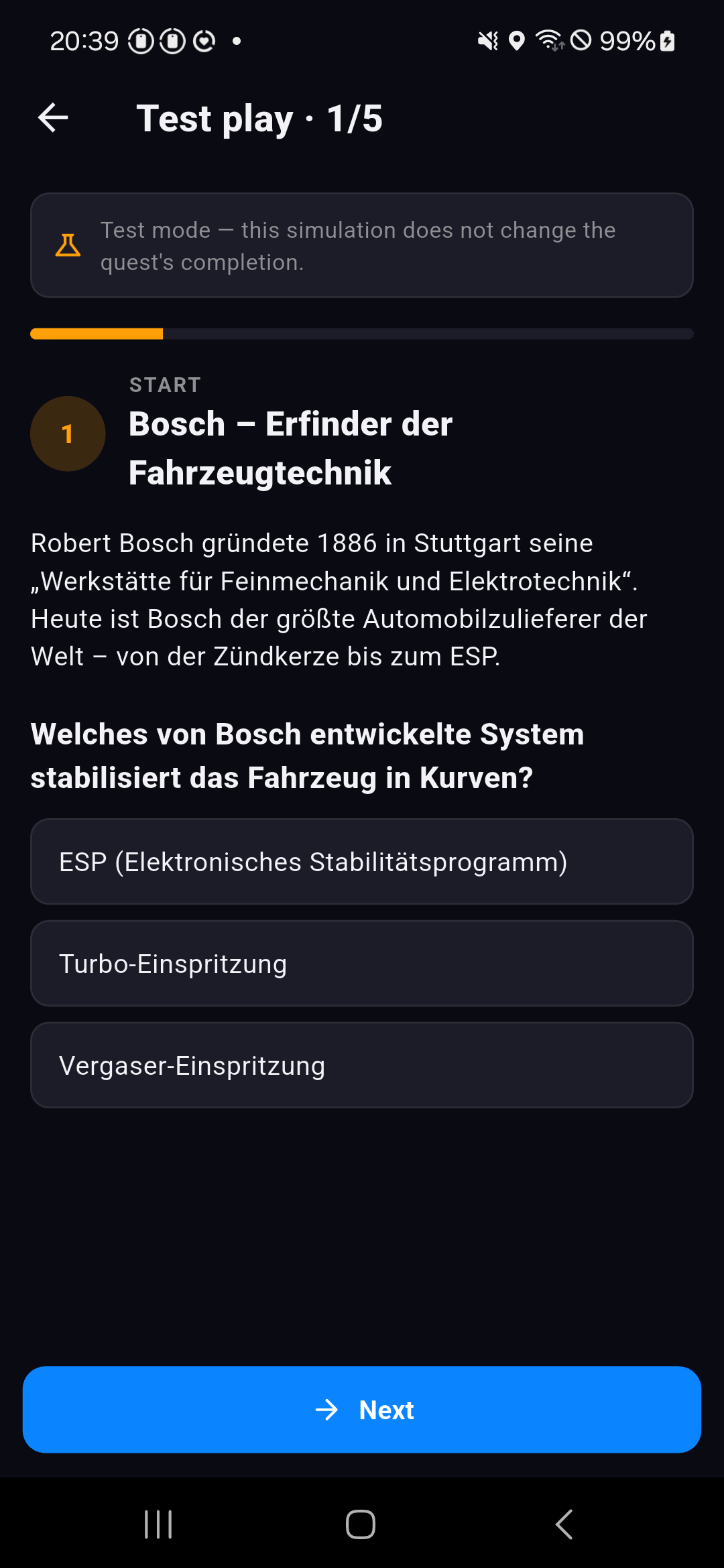 Quiz playthrough