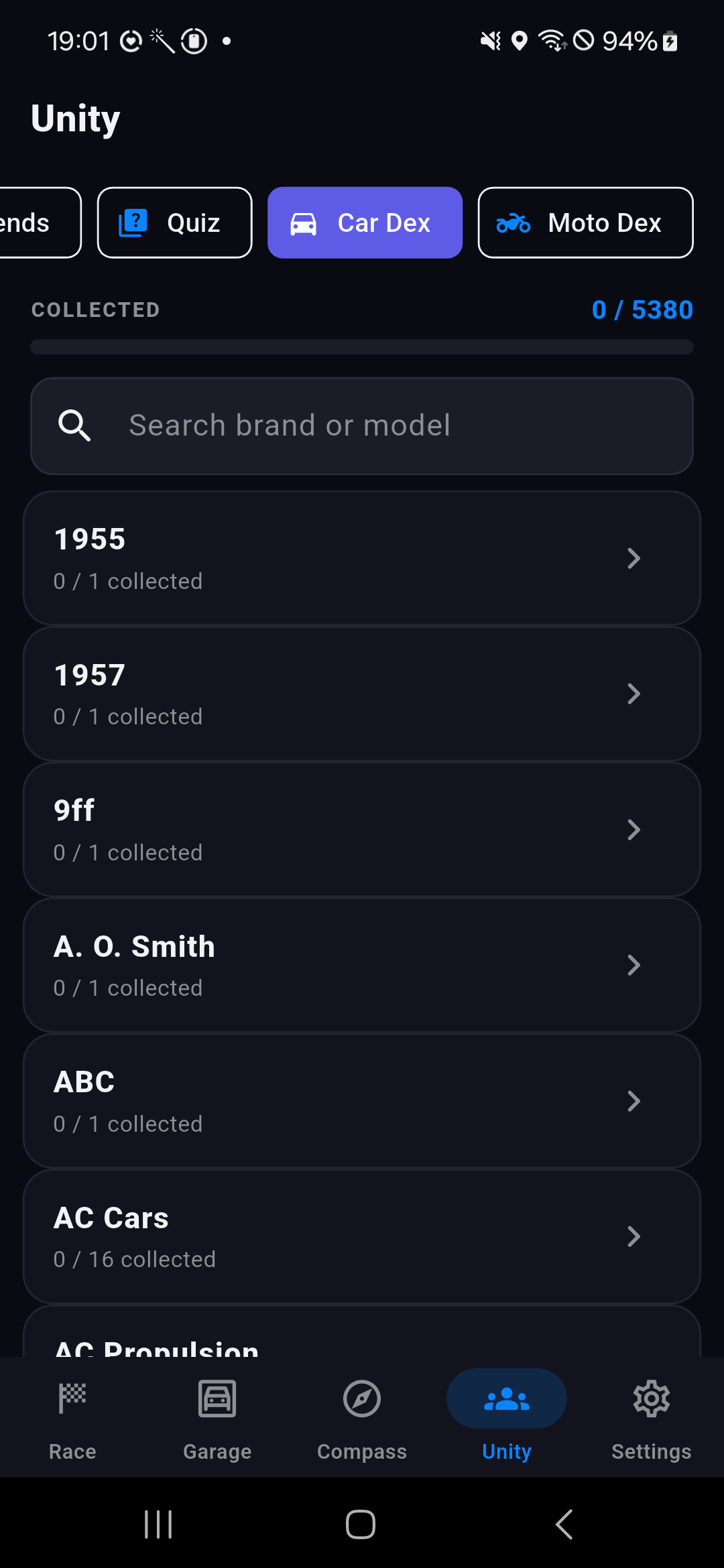 Car Dex catalogue
