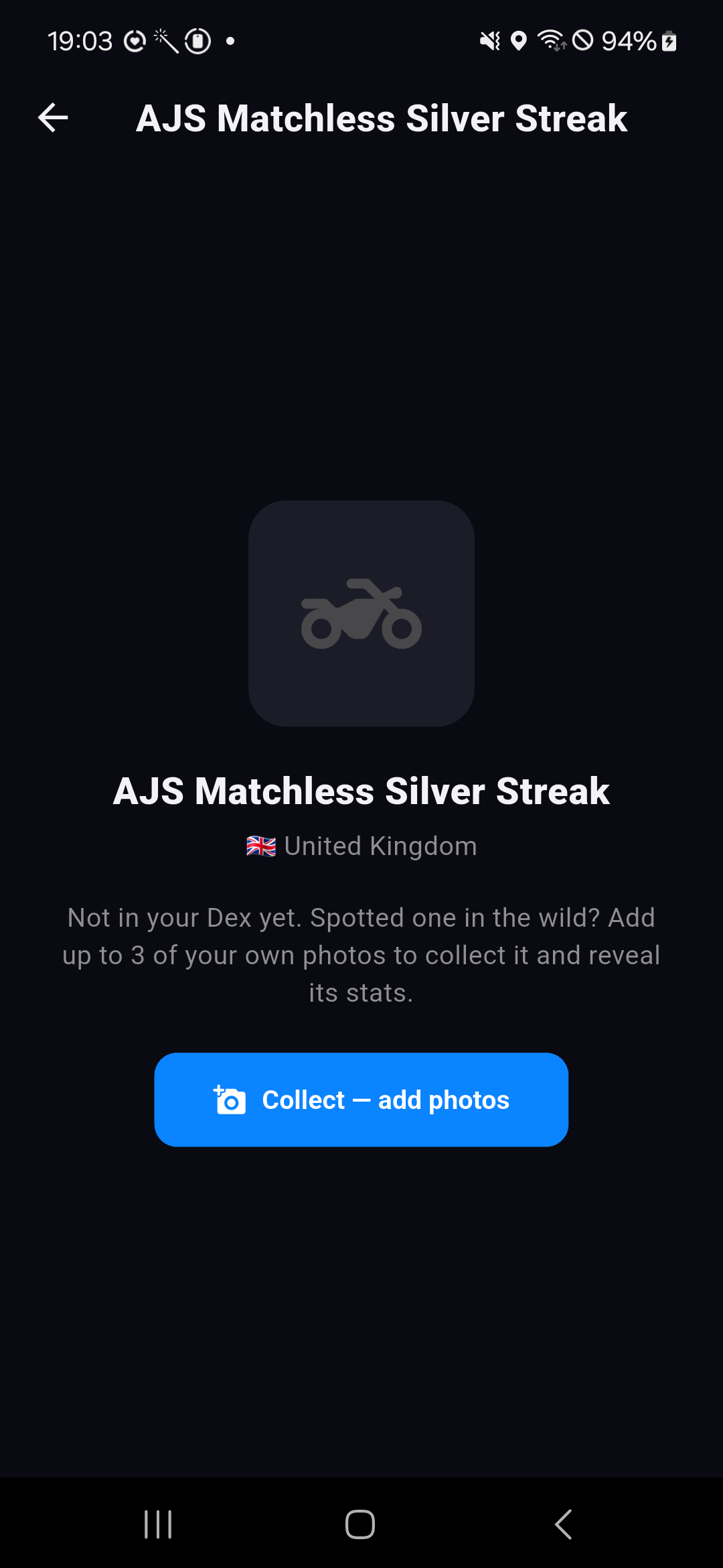 Moto Dex collect screen