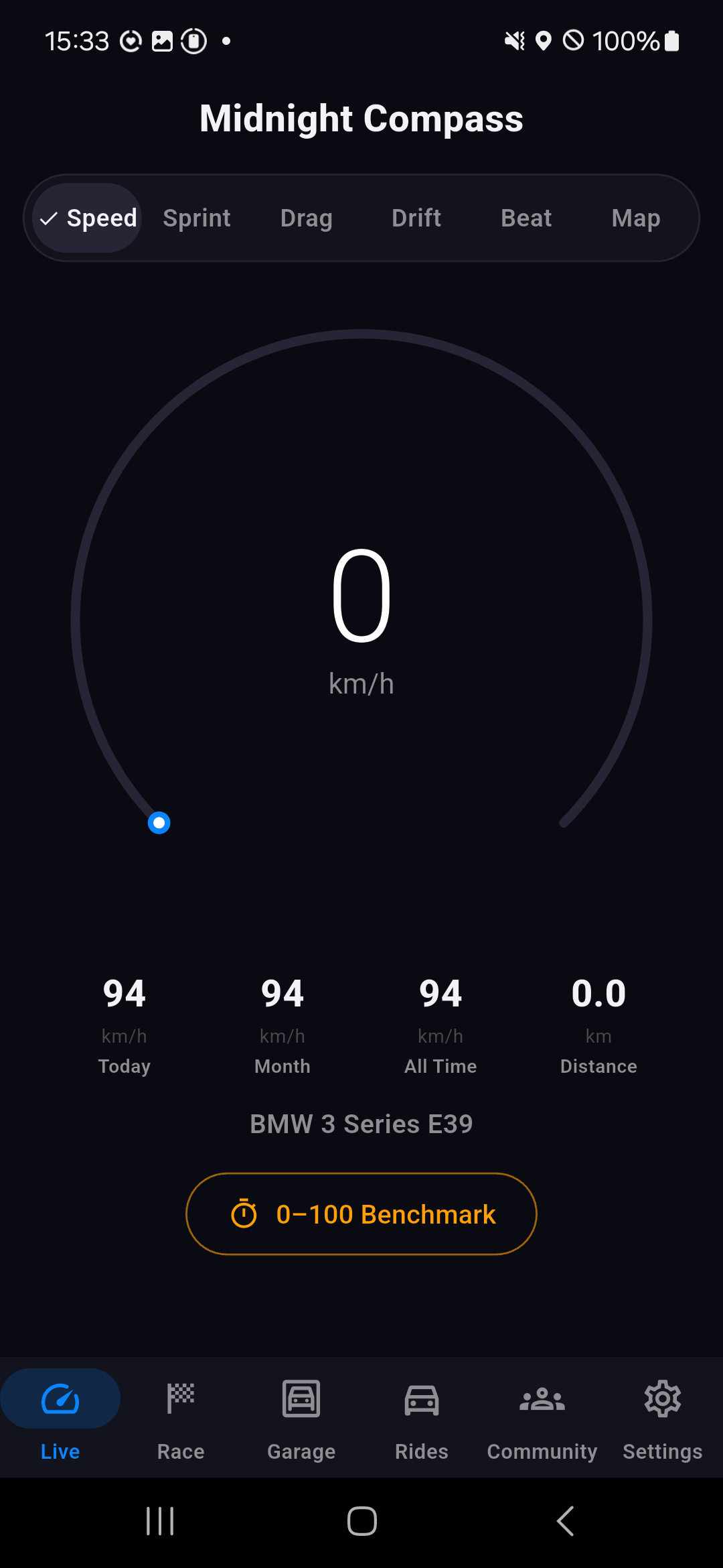 Live speedometer